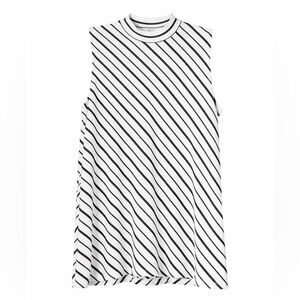 Chico’s Size 0 ( Small/ Medium)Sleeveless Mock Neck Striped Top | Black & White
